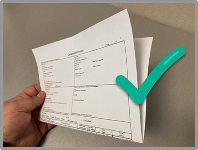 Properly folded customs form