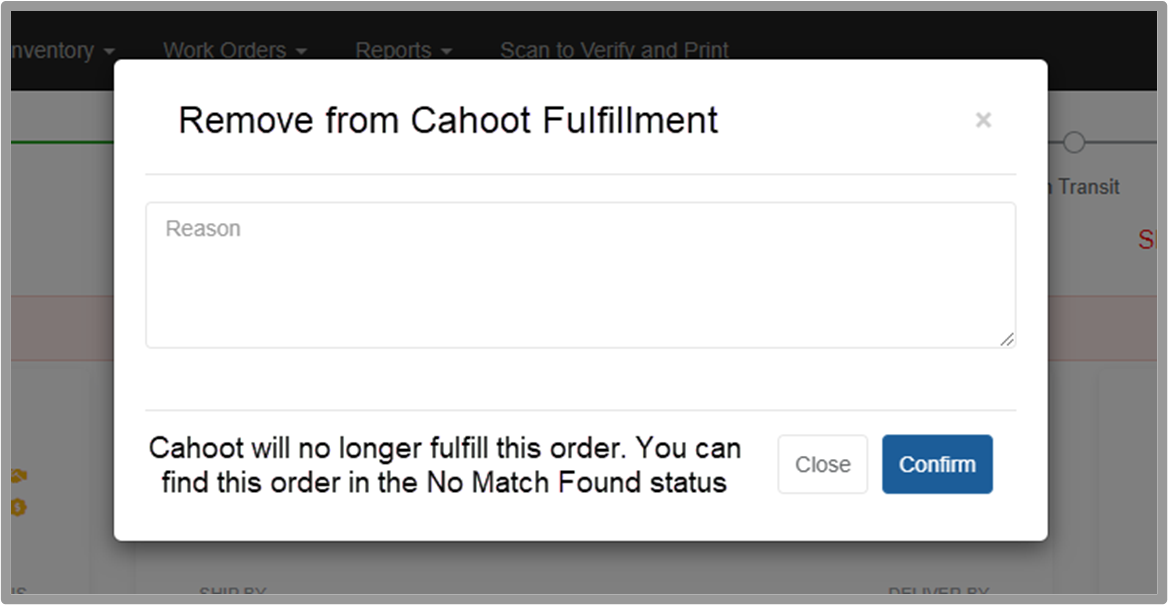 Removal confirmation dialog