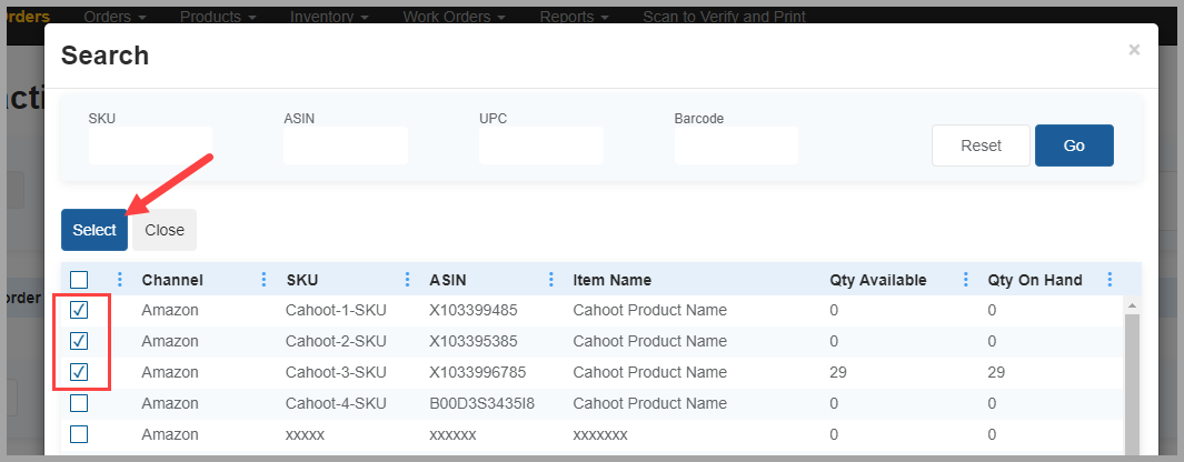 Add New Item search