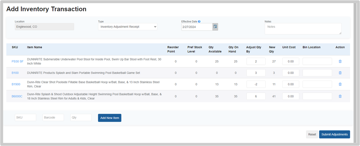 Adjust quantity field