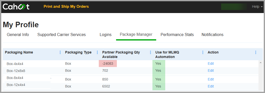 Box configuration settings