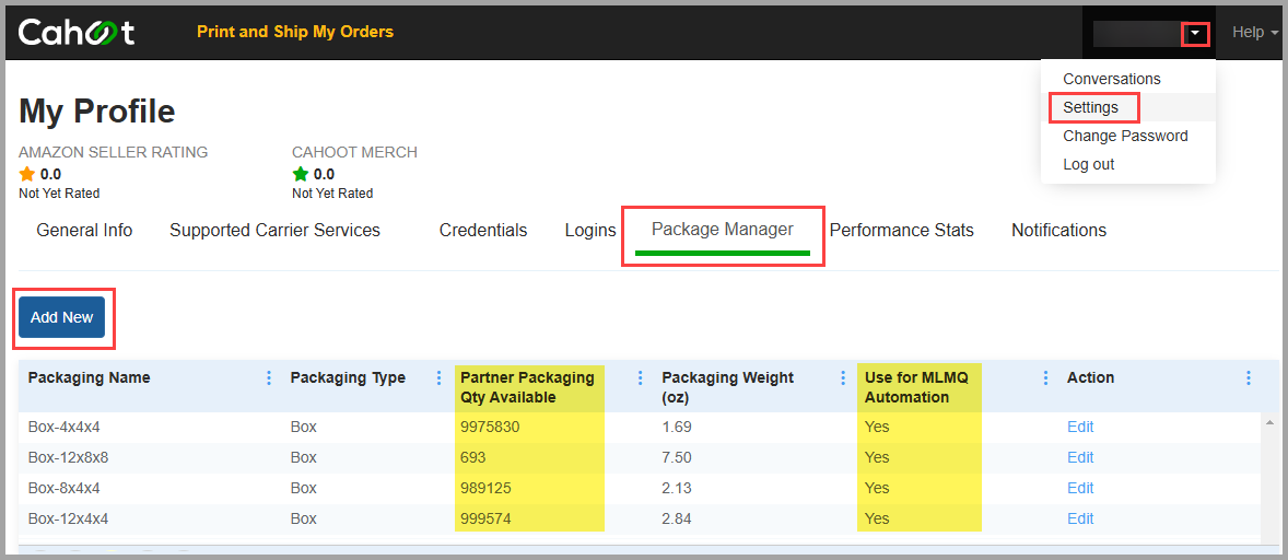 Package Manager settings