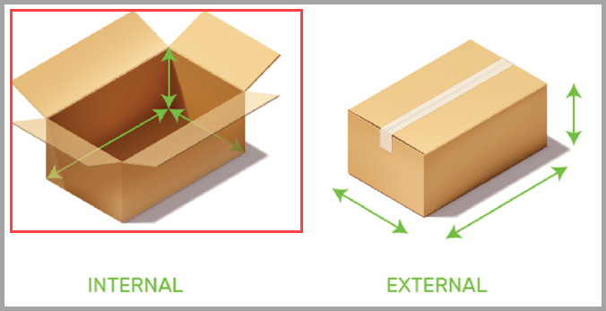 Inside box dimensions example