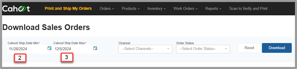 Set date range for billing period