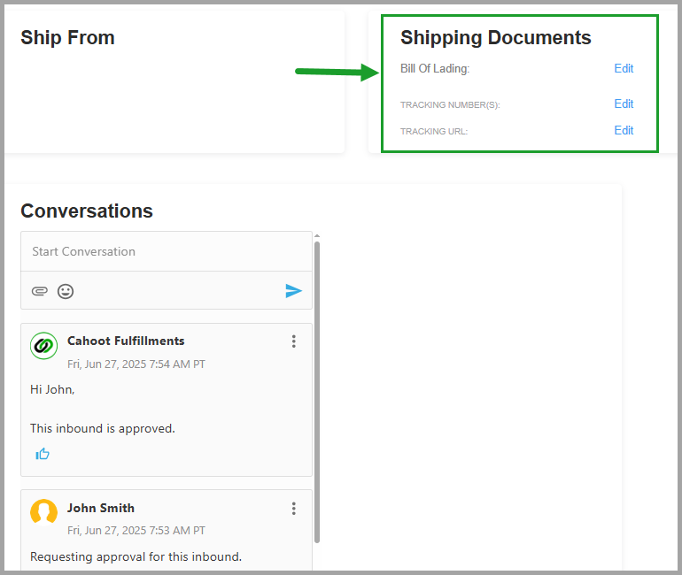 Conversations panel location on inbound page