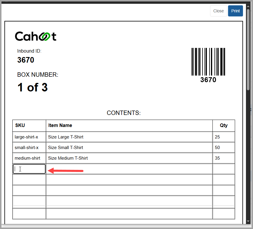 Download Box Labels Button