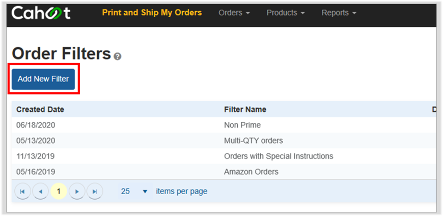 Add New Filter Button