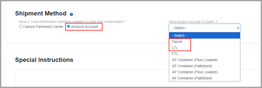 Amazon FBA Ship Method