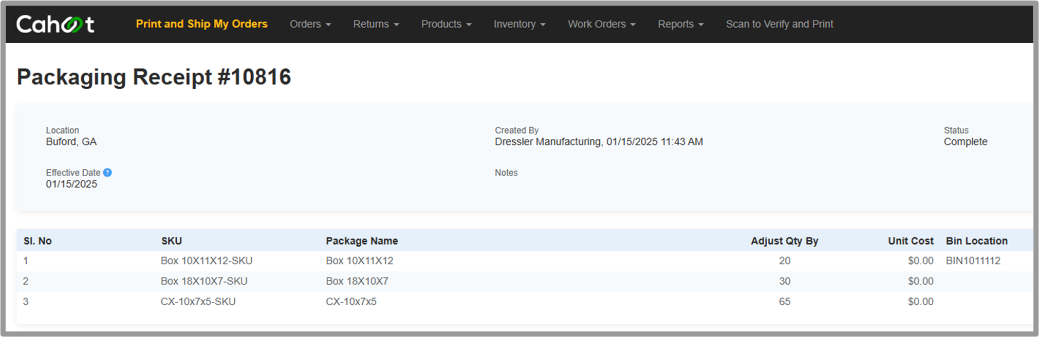 Transaction detail view