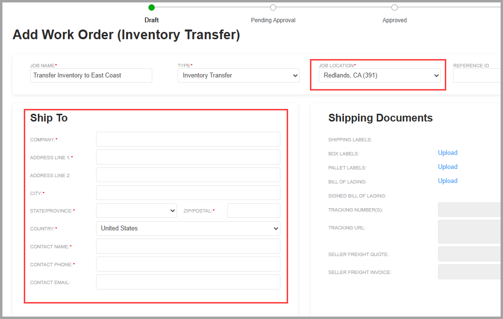 Job Location vs Ship To explanation