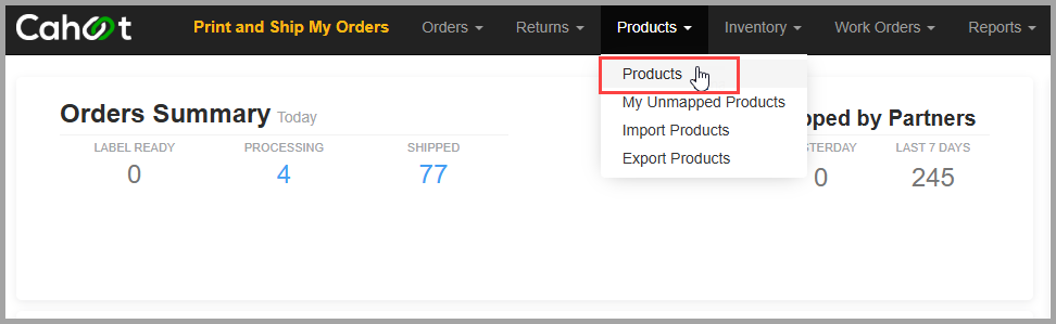 Products navigation