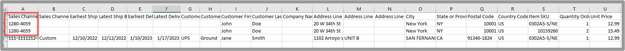 Multi-line order example