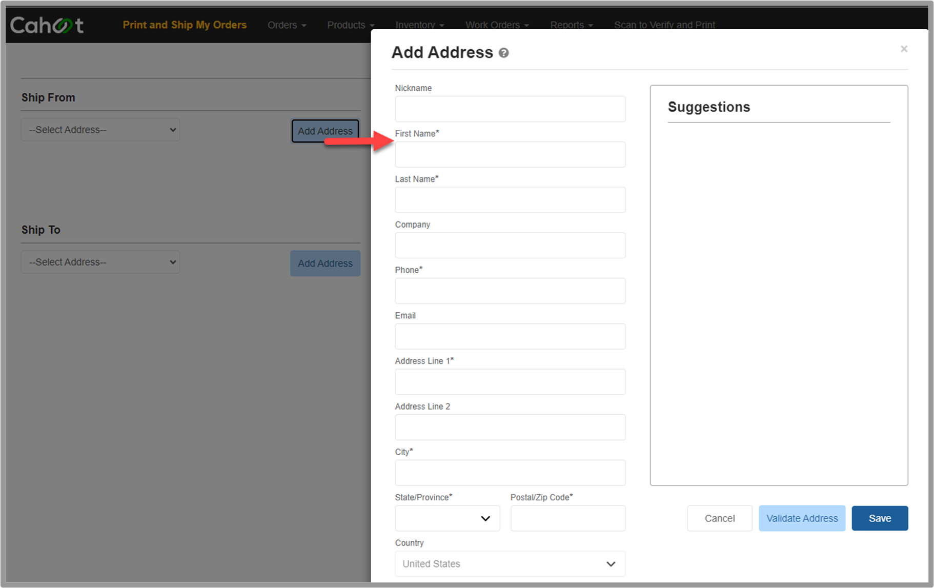 Address selection fields
