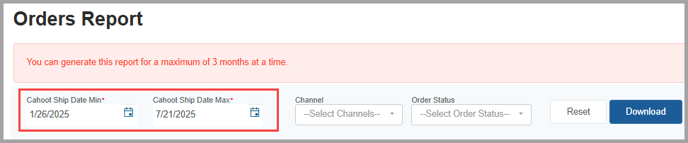 Date range selector