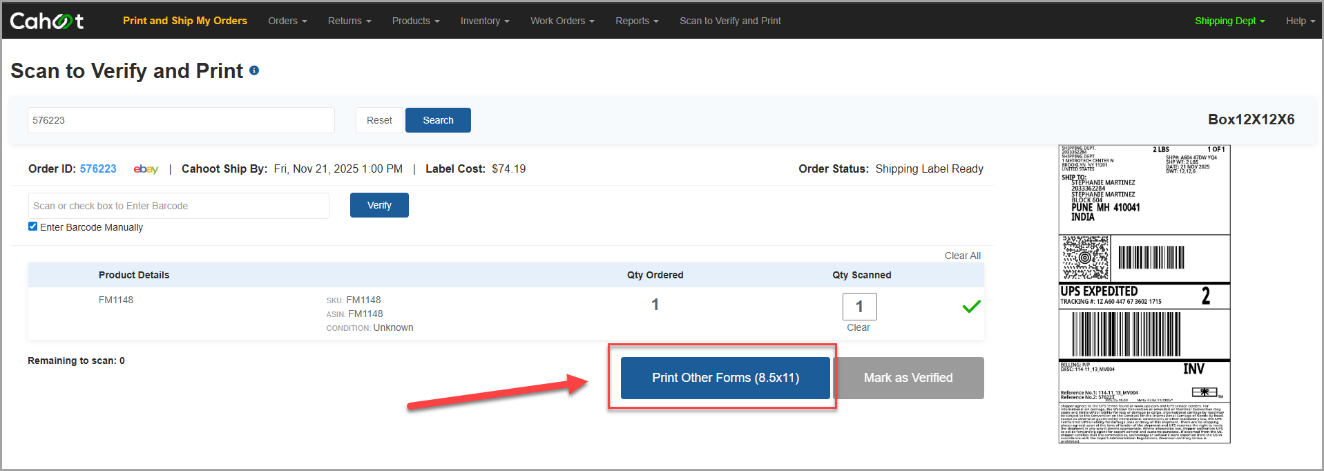 Print additional forms dialog