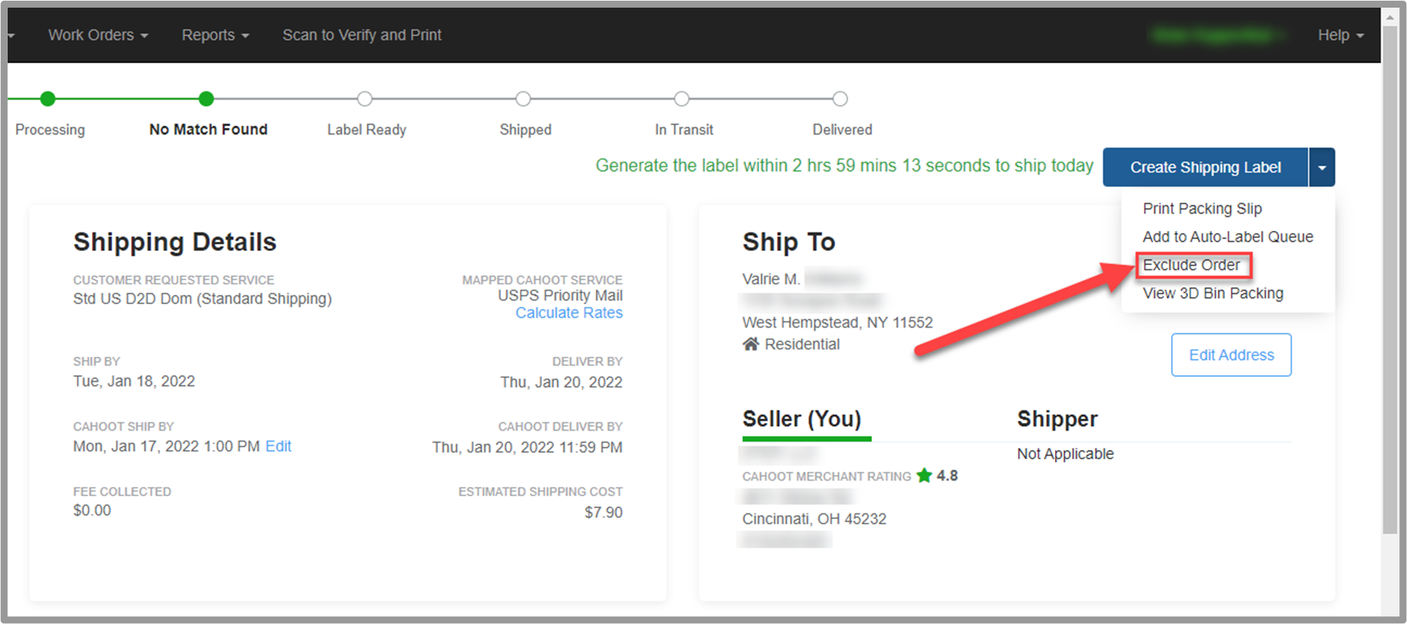 Exclude Order from dropdown