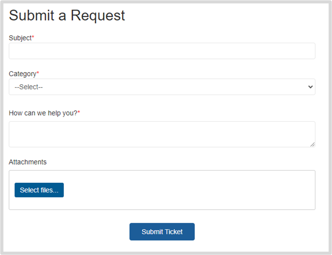 Support ticket submission form