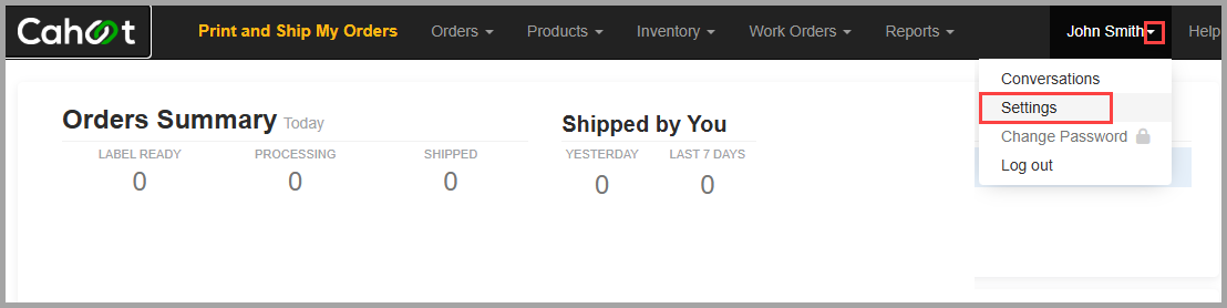 Settings menu showing Packaging Manager tab