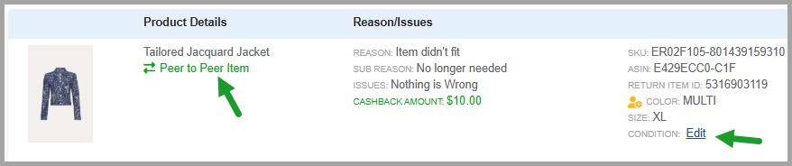 Opted in - The item is tagged as P2P Eligible