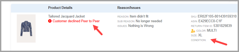 opted out - Customer Declined Peer to Peer