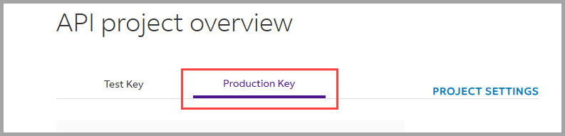 Production Key tab in a FedEx API project