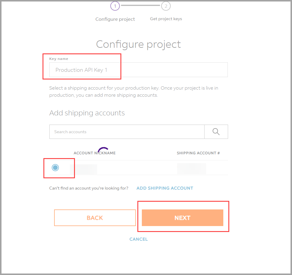 Configuring production key details in the FedEx Developer Portal