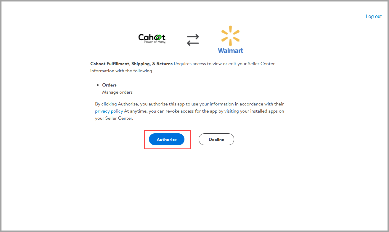 Walmart Seller Center home page with Apps highlighted in the left navigation menu