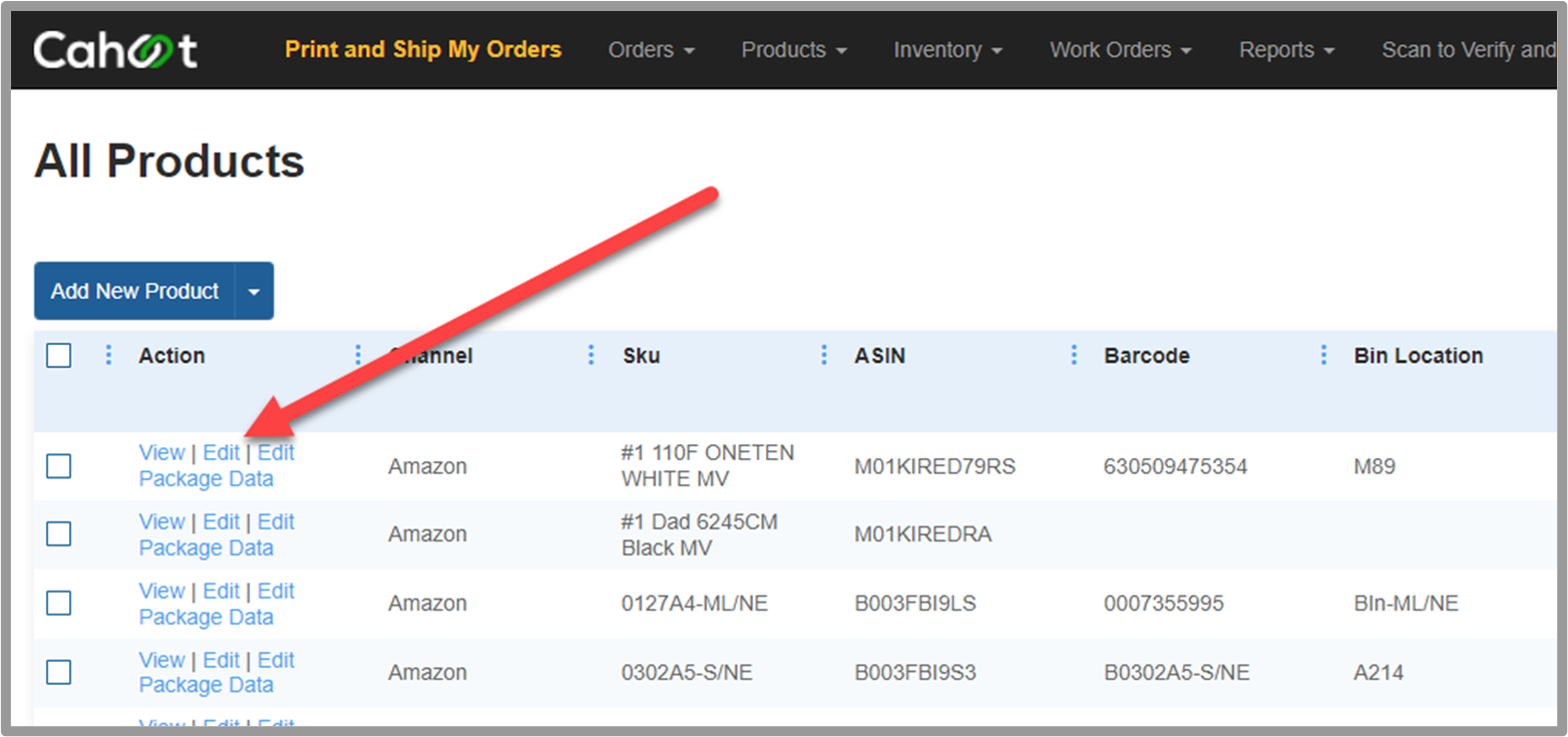 Products search and edit