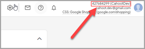 Google Merchant Center showing Merchant ID location