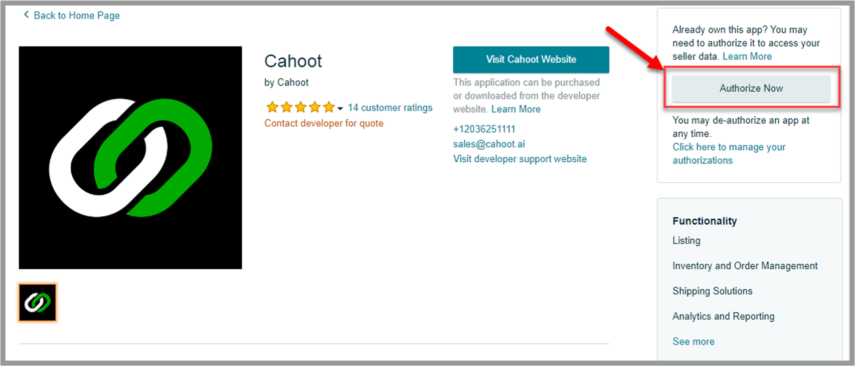 Cahoot app listing in Amazon Marketplace Appstore